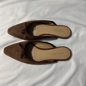 Veronica Beard Catherine Suede Bow Mule Cedar Brown Size 7.5M NWOT Old Money